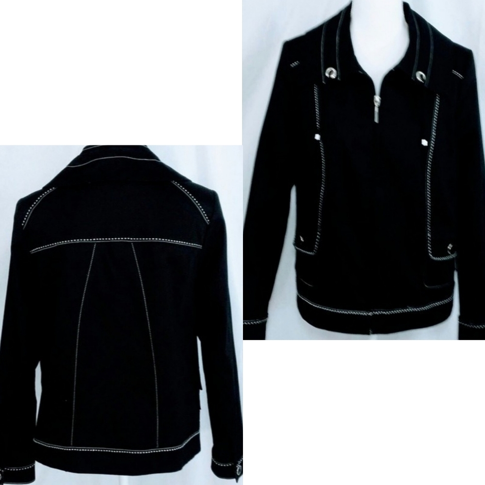 TanJay Black Utility Jacket Size 8 Casual Chic Layering Transitional Look